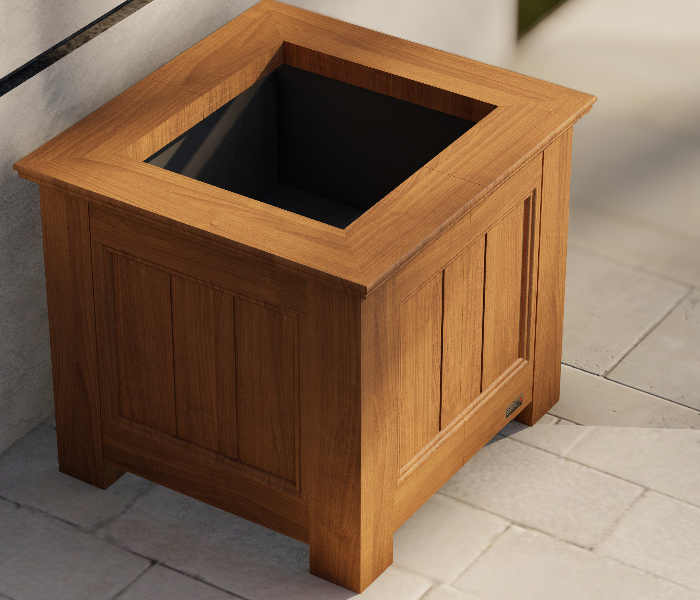 Gulf Decorex Woodpecker Square Wood Textured GRP planter - Brown - Zoom Image 3