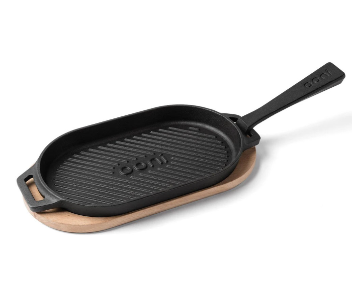 Ooni UU-P08D00 Cast Iron Grizzler Pan with Wooden Base - Black - Zoom Image 1