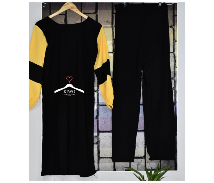 Kiwo 2 Pcs XL Full Set Long Top and Pant - Black and Yellow - Zoom Image