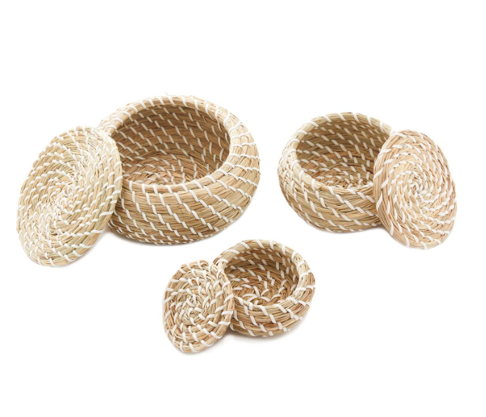 Set of 3 Americanflat Woven Seagrass Basket with Lid - Zoom Image 5