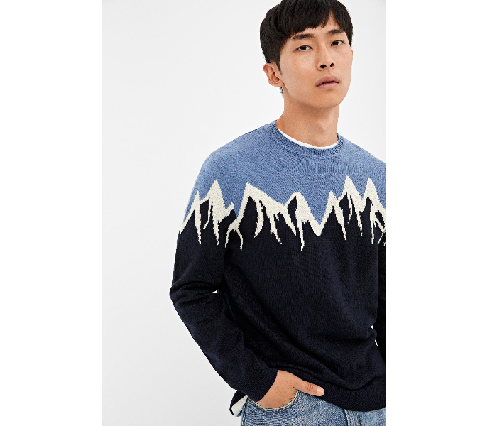 Springfield 140687611 Small Knitted Jumper for Men - Dark Blue - Zoom Image 3