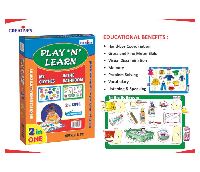 JMsouq Creative Educational CE00343 Play N Learn 2 in 1 My Clothes and In the Bathroom Educational Game for Kids - Zoom Image 4