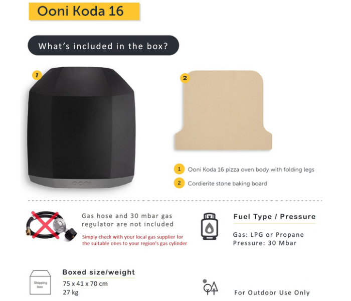 Ooni UU-P0B400 Koda 16 inch Gas Powered Outdoor Portable Pizza Oven - Black - Zoom Image 4