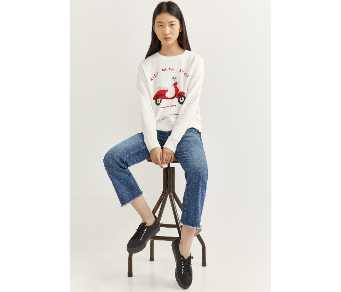 Springfield 108732097 Extra Small Sweat Shirt For Women - White - Zoom Image 1