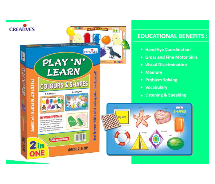 JMsouq Creative Educational CE00340 Play N Learn 2 in 1- Colours and Shapes Educational Game for Kids - Zoom Image 3