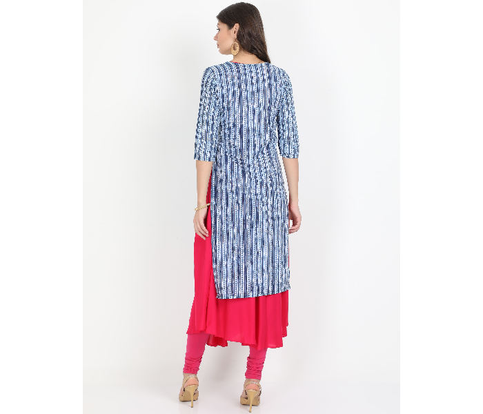 Kaia SK01DK0019BLP009 Large Long Kurta with Detachable Top for Women - Blue - Zoom Image 3