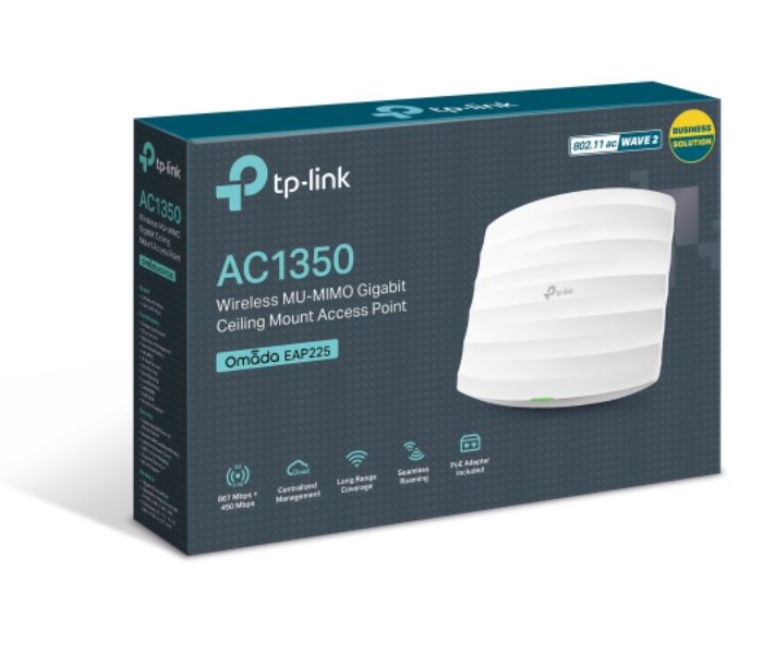 TP-Link AC1350 Wireless MU-MIMO Gigabit Ceiling Mount Access Point EAP225 - White - Zoom Image 4