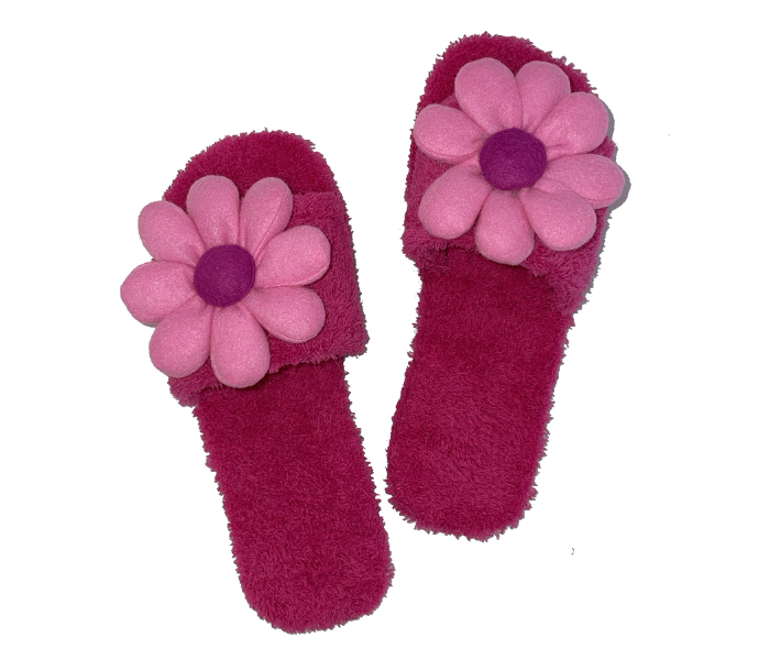 Casual LFO34 US 08 Flower Design Daily Wear Soft Flat Home Slippers for Women - Dark Pink - Zoom Image