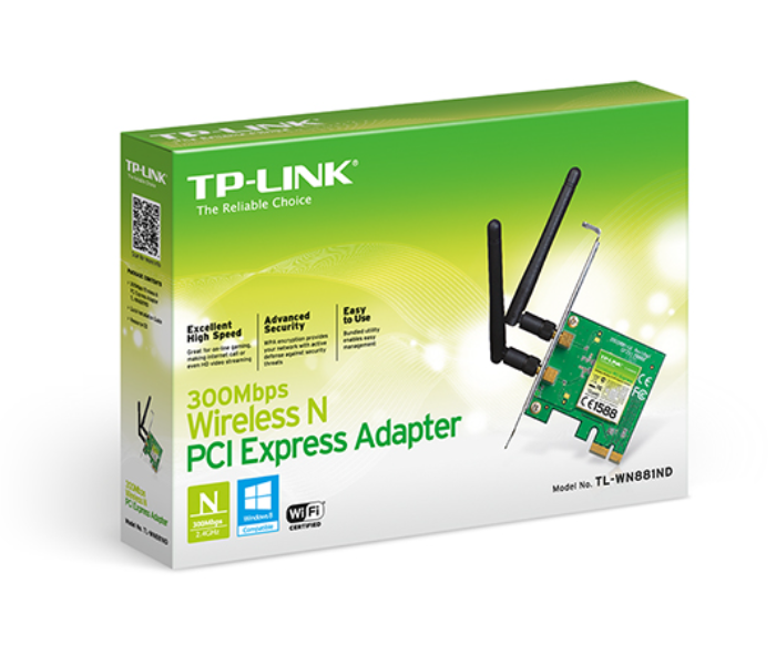 TP-Link 300Mbps Wireless N PCI Express Adapter TL-WN881ND - Black - Zoom Image 2