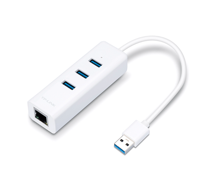 TP-Link USB 3.0 3-Port Hub and Gigabit Ethernet Adapter 2 in 1 USB Adapter UE330 - White - Zoom Image 1