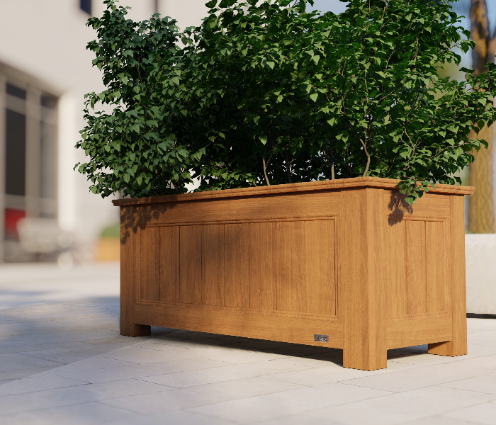 Gulf Decorex Woodpecker Rectangle Wood Textured GRP planter - Brown - Zoom Image 4