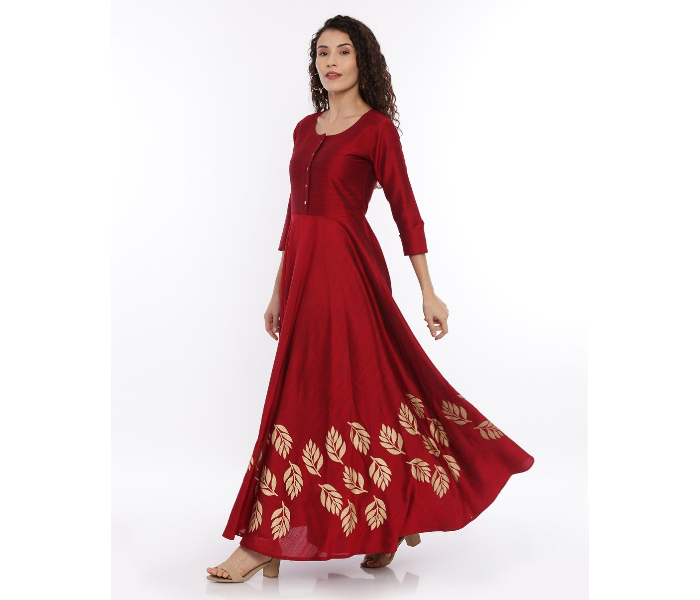 Kaia SK01PW0010MRN002 XL Cotton Silk Dress for Women - Maroon - Zoom Image 1