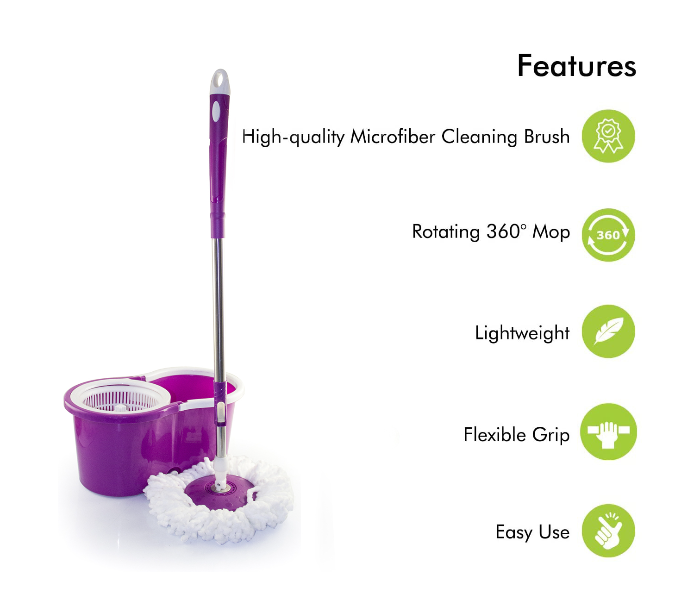 Easy 360 Degree Spinning Mop Bucket Set With 1 Free Mop Head - Purple - Zoom Image 3