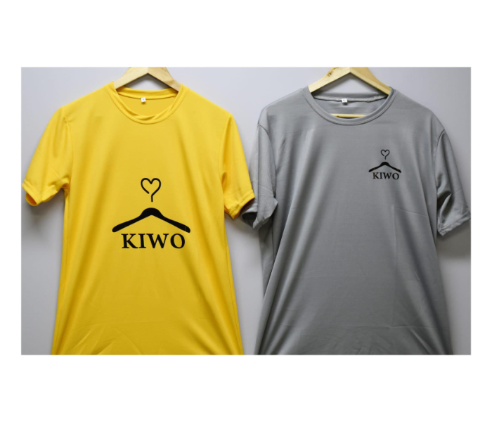 Kiwo COMBO Short Half Sleeve Medium Casual T-shirt For Men - Yellow and Grey - Zoom Image