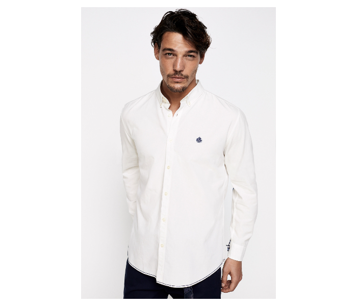 Springfield 027345799 XS Long Sleeve Plain Shirt for Men - White - Zoom Image 1