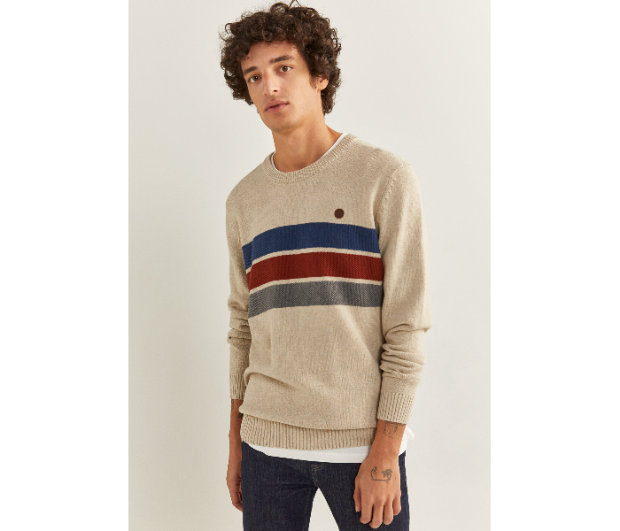 Springfield 141945551 Large Cotton Knitwear for Men - Beige - Zoom Image 3