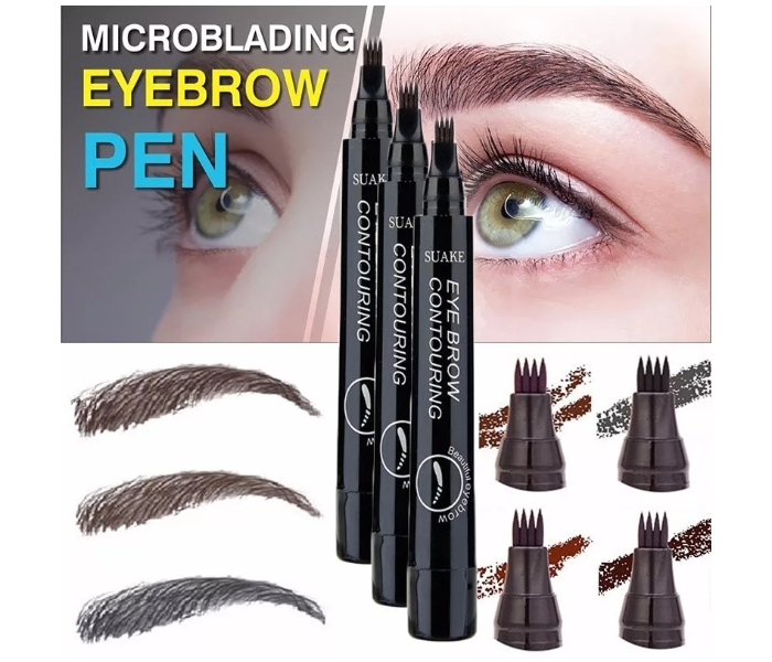 4 Point Multi Use No Smudging No Fading Waterproof Long Lasting Eyebrow-Beard Pen - Black - Zoom Image 2