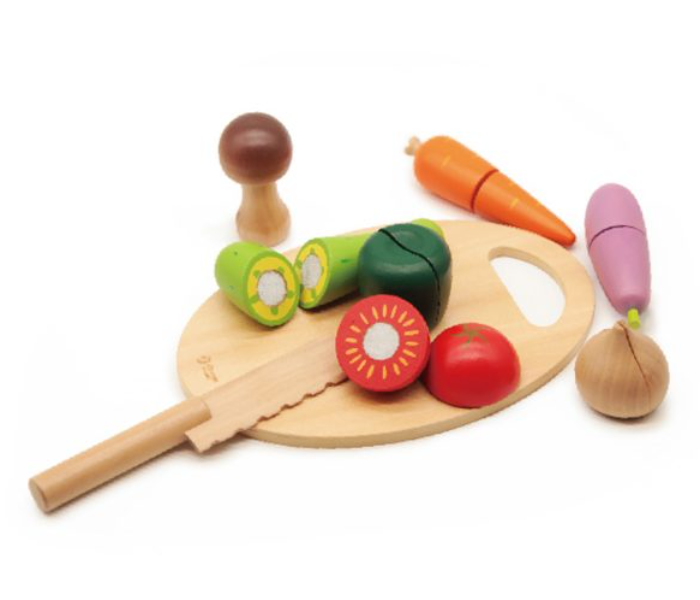 Classic World 2825 Wooden Cutting Vegetable Puzzle Toy for Kids - Zoom Image 1