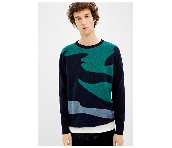 Springfield 140663911 Small Knitted Jumper for Men - Dark Blue - Zoom Image 3