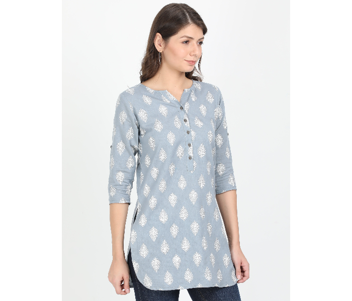 Kaia SK01ST0001LGY003 Medium Short Kurti for Women - Grey - Zoom Image 3