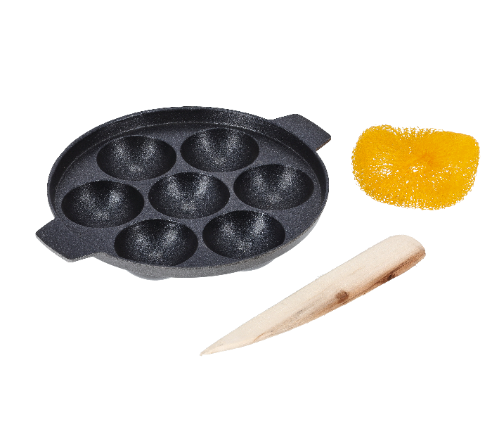 Royalford RF10142 7 Pit Aluminium Appam Maker - Black - Zoom Image