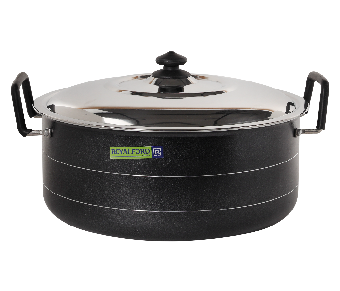 Royalford RF10008 36cm Non Stick Biriyani Pot with Stainless Steel Lid - Black - Zoom Image