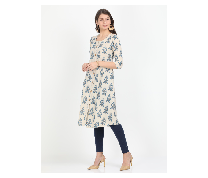 Kaia SK01AK0014BGE003 XXL Printed A-Line kurta - Beige - Zoom Image 2