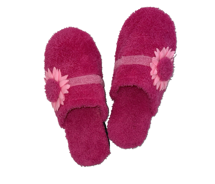 Casual LFC107 US 06 Flower Design Daily Wear Soft Flat Home Slippers for Women - Dark Pink - Zoom Image