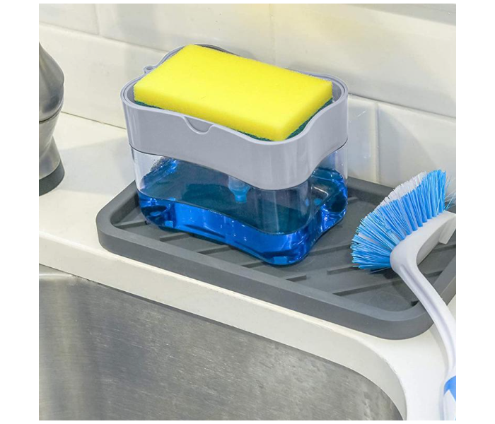 2 In 1 Sponge Rack and Liquid Soap Dispenser Caddy Organiser with FREE SPONGE - Zoom Image 5