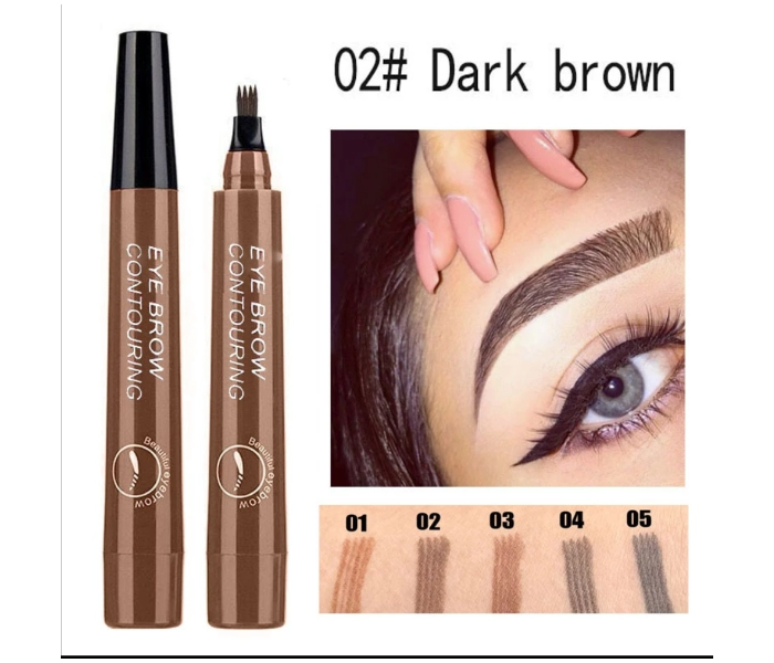 4 Point Multi Use No Smudging No Fading Waterproof Long Lasting Eyebrow-Beard Pen - Dark Brown - Zoom Image 1