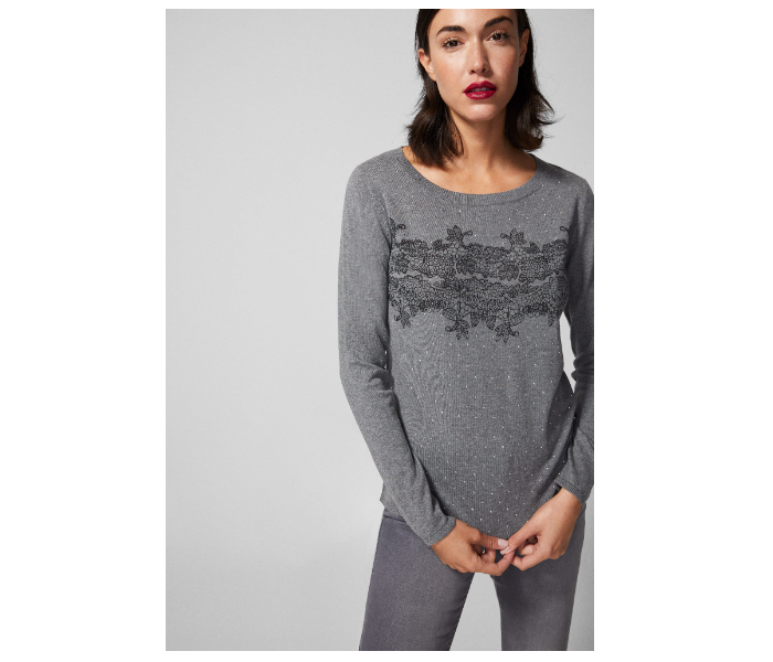 Springfield 133488340 Large Long Sleeve Knitwear for Women - Charcoal Grey - Zoom Image 1