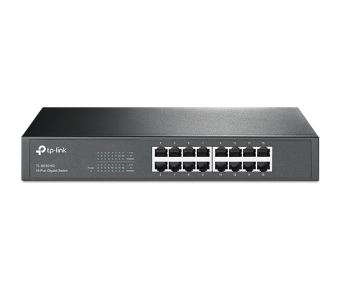 TP-Link 16-Port Gigabit Desktop Rackmount Switch TL-SG1016D - Black - Zoom Image 1