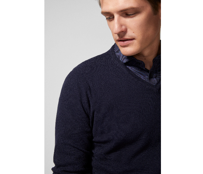 Springfield 140441511 Small Knitted Jumper for Men - Dark Blue - Zoom Image 3