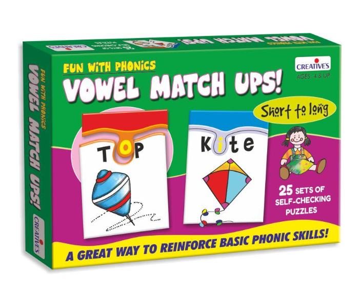 JMsouq Creative Educational CE00913 Fun With Phonics Vowel Match Ups Educational Game for Kids - Zoom Image 1