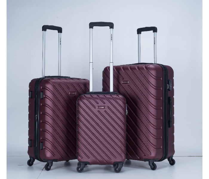 Star Gold SG-T84B Set of 3 High Quality ABS Trolley Bags - Burgundy - Zoom Image