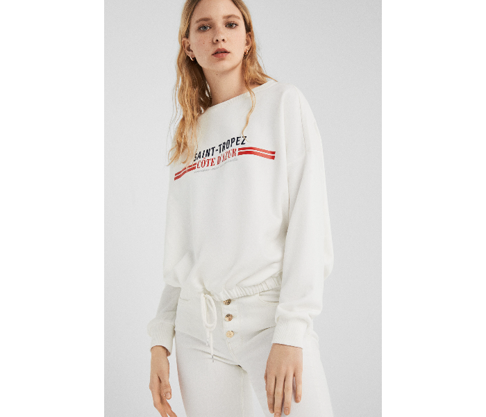 Springfield 108692898 Medium Sweat Shirt for Women - White - Zoom Image 1