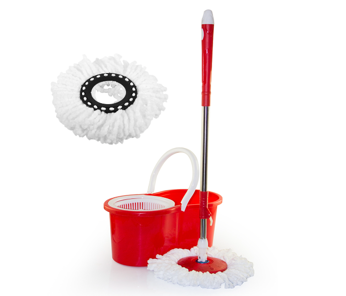 Easy 360 Degree Spinning Mop Bucket Set With 1 Free Mop Head - Red - Zoom Image 1