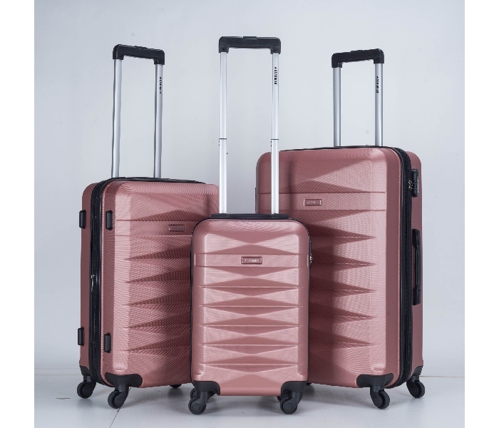 Star Gold SG-T82A Set of 3 High Quality ABS Trolley Bags - Rose Pink - Zoom Image