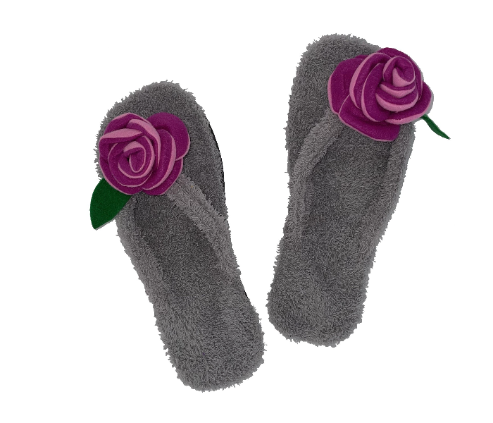 Casual LFV104 US 10 Flower Design Daily Wear Soft Flat Home Slippers for Women - Grey - Zoom Image