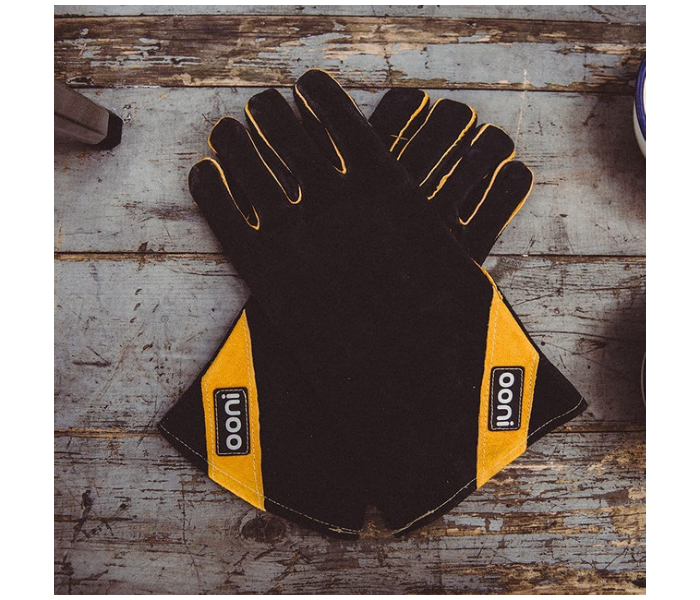 Ooni UU-P07D00 Leather Heat Resistant Pizza Oven Gloves- Black and Yellow - Zoom Image 4