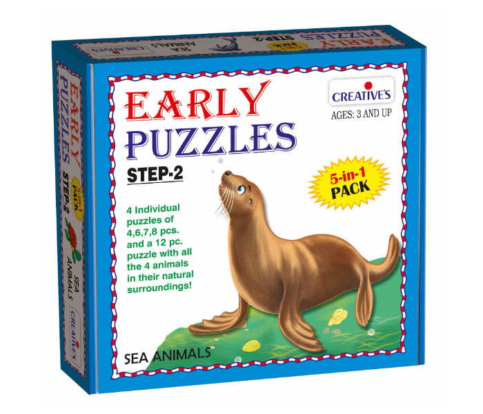 JMsouq Creative Educational CE00785 Early Puzzles Step II Sea Animals Educational Game for Kids - Zoom Image