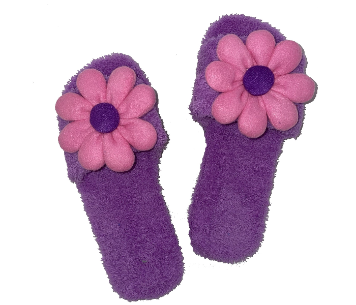 Casual LFO34 US 09 Flower Design Daily Wear Soft Flat Home Slippers for Women - Light Purple - Zoom Image