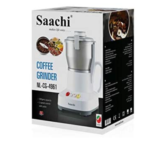 Saachi CG-4961 800W 300gm Coffee and Spice Grinder - White - Zoom Image 2