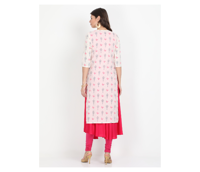 Kaia SK01DK0018WHP009 Large Long Kurta with Detachable Top for Women - White - Zoom Image 3