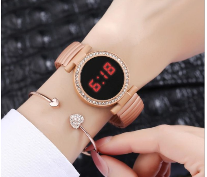 Elastic Metal Strap LED Watch JA156-5- Gold - Zoom Image