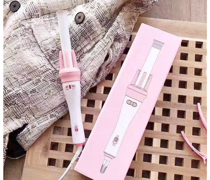 FN- Cute Professional Auto Rotating Automatic Hair Curler Iron White and Pink - Zoom Image 3