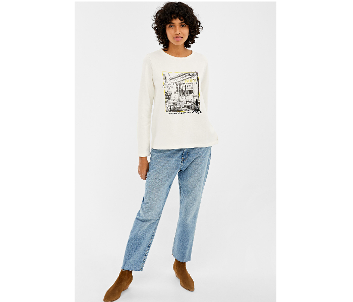 Springfield 108605797 Small Sweat Shirt for Women - White - Zoom Image 1