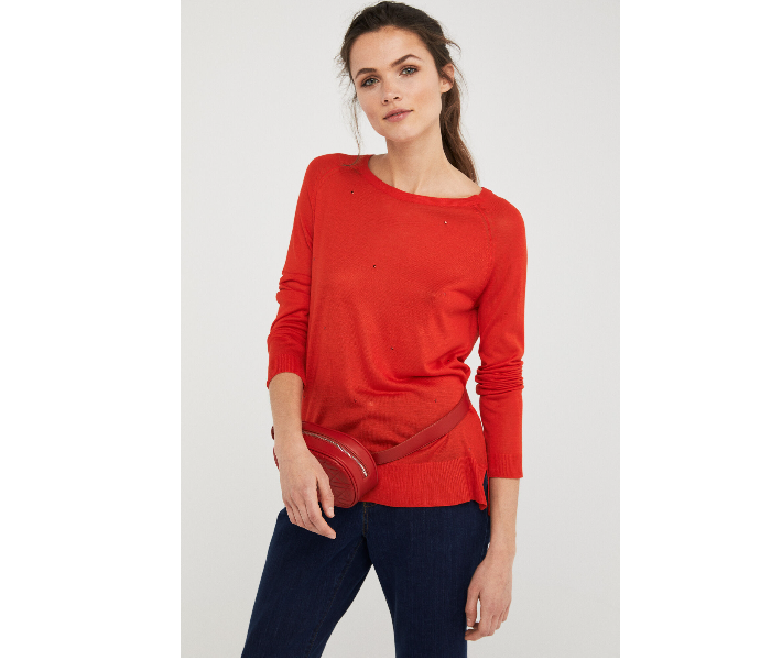 Springfield 133550264 Medium Long Sleeve Knitwear For Women - Orange - Zoom Image 2