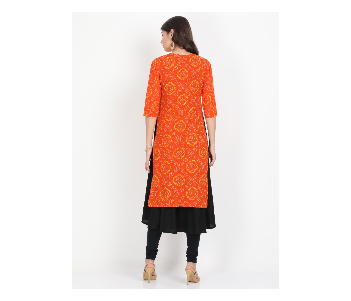 Kaia SK01DK0020ORB009 Small Long Kurta with Detachable Top for Women - Orange and Black - Zoom Image 2