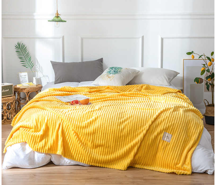 Super Soft Quilted Flannel Winter Warm Blankets for Beds and Sofa - Yellow - Zoom Image